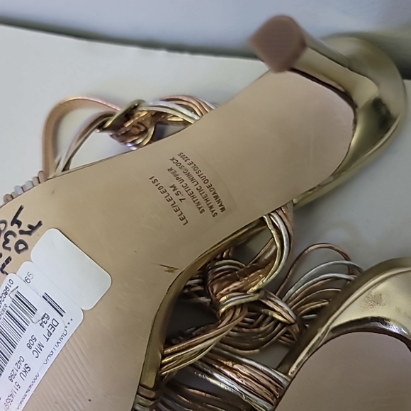 Steve Madden Lele Two Tone Metallic Leather Strappy Dress Sandals - Picture 6 of 8